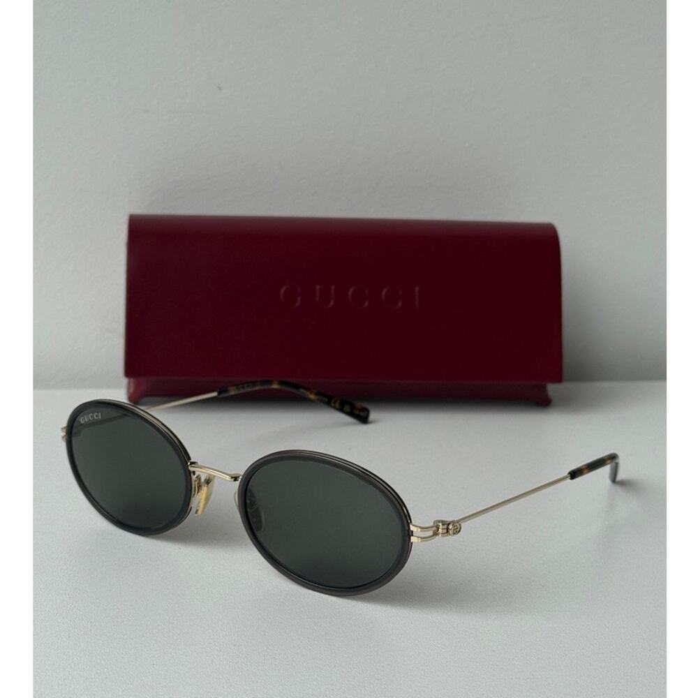 NEW Gucci GG1980S 001 Black Gold Oval Sunglasses $545 - Picture 1 of 6